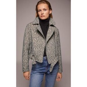 ZARA Leopard Print Biker Jacket size XL EUC animal print streetwear
